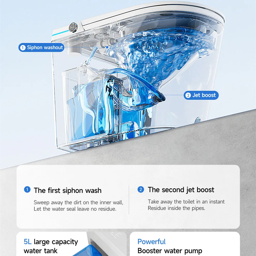 Cómoda inteligente de lavado femenino con burbujas integradas, inodoro para baño, sifón, pantalla Digital Led, inodoro eléctrico inteligente