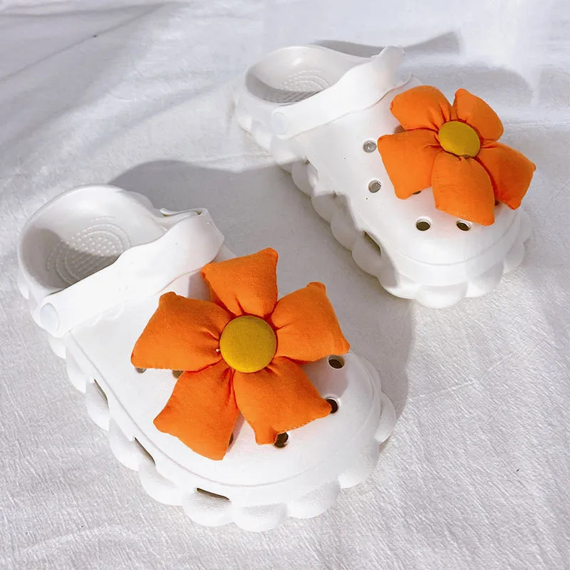 

Creative Fabric Big Flowers Hole Shoe Charms Decorations Cute Sunflowers Shoes Buckle DIY 3D Hole Shoe Accessories