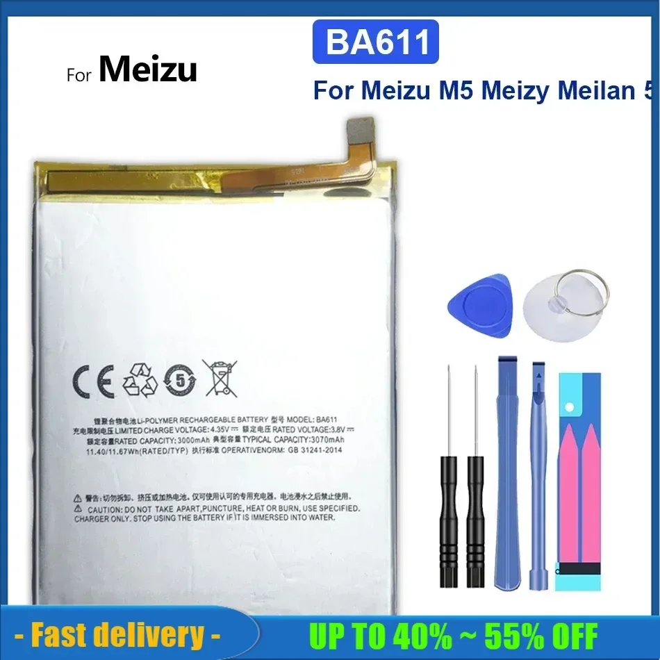 BA611 3070mAh Battery For Meizu M5 M 5 M611 Series M611A M611D M611H M611Y Mobile Phone Batteries Bateria