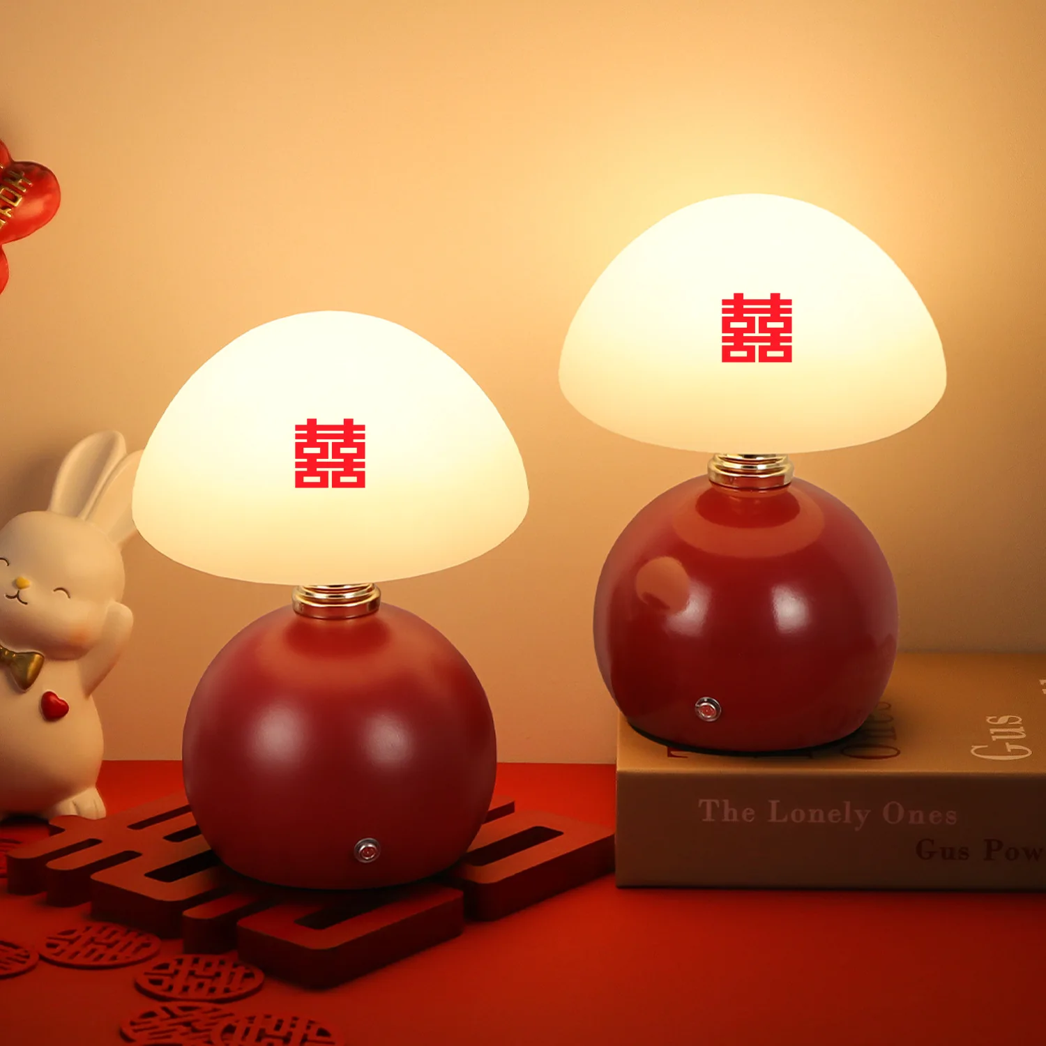 

Wedding Table Lamp Bedroom Bedside Lamp Wedding Room Dowry Lamp Wedding Red Pair of Mushroom Lamps Gift Adjustable Light
