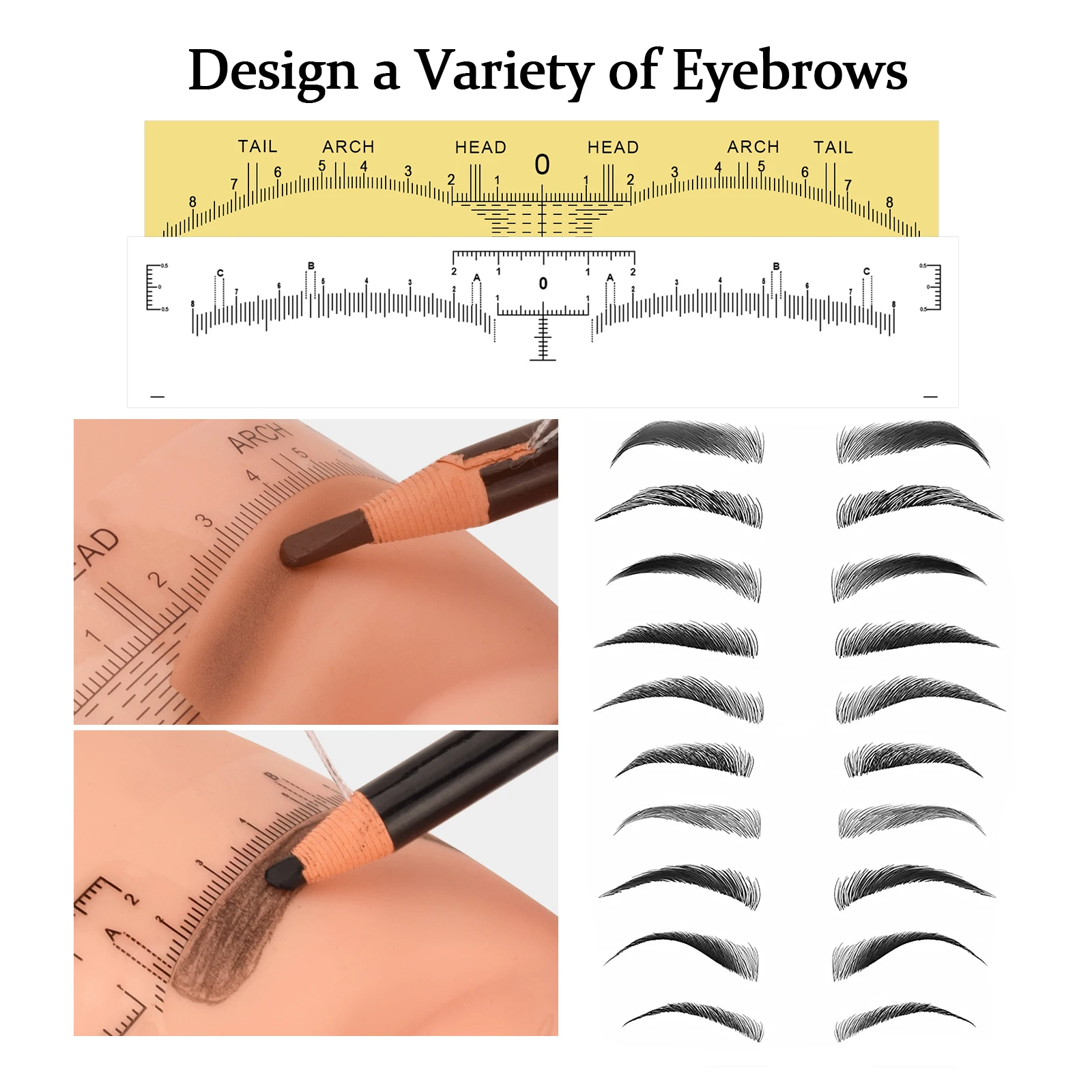 Autocollant de règle de poulet pour le positionnement, outil symétrique de maquillage en continu pour les yeux, galets de toilettage, règle d'équilibre Shaper, 100 pièces