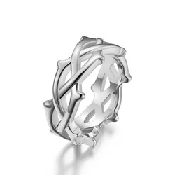 Men's Women's 9MM Stainless Steel Crown of Thorns Ring Tree Vine Branch Wedding Band