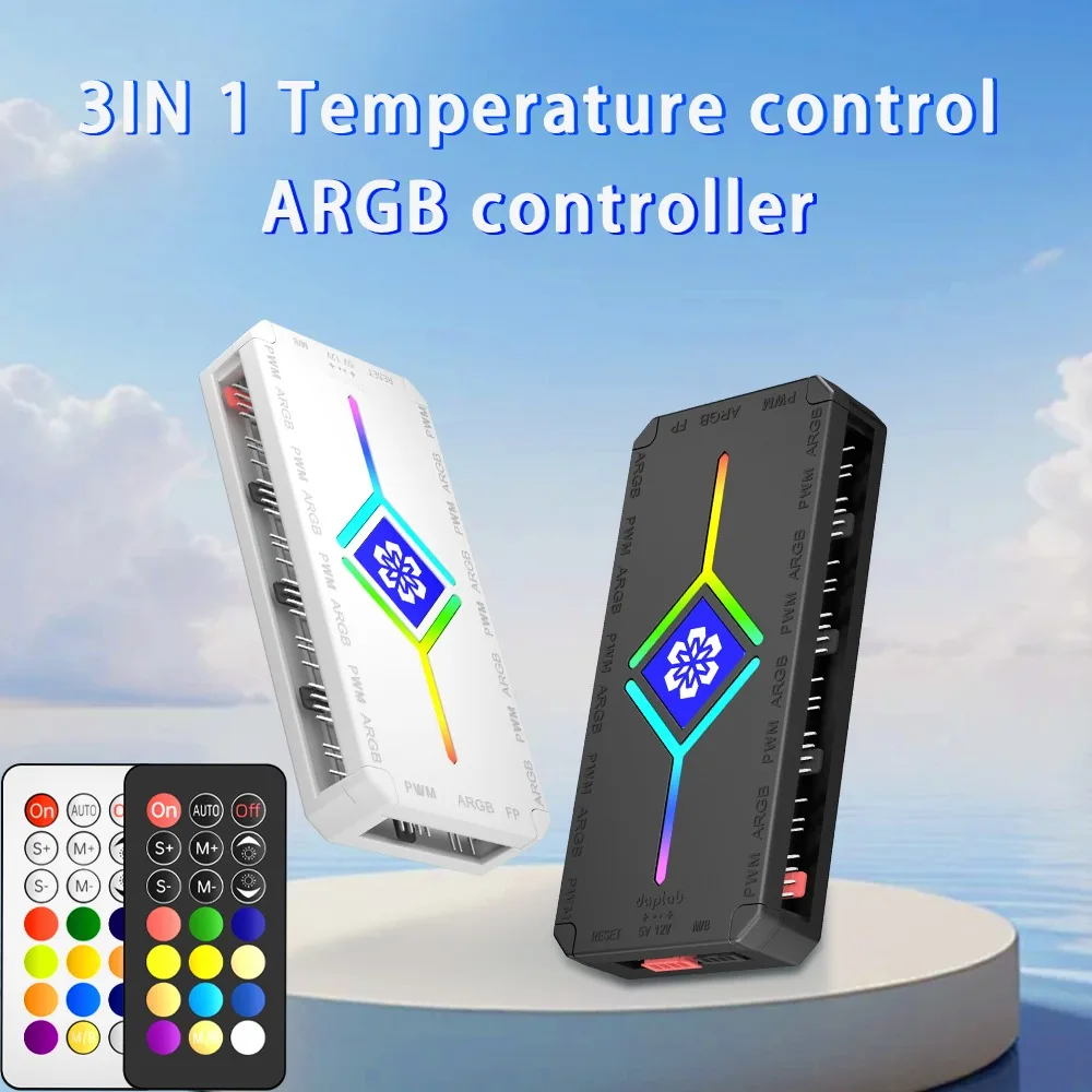 

Вентилятор Интеллектуальный контроль температуры 5v3 Pin Божественная синхронизация света ARGB Hub ШИМ-концентратор Беспроводной пульт дистанционного управления для корпуса ПК