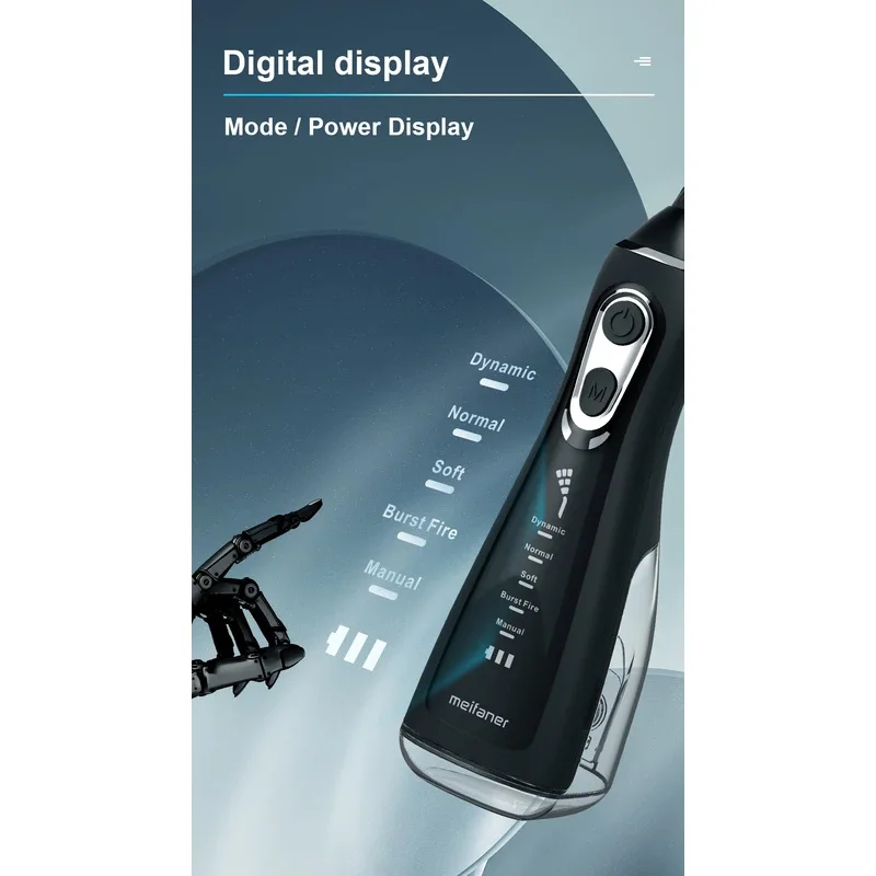 الري عن طريق الفم 40-140PSI قشارة الأسنان 5 سرعة جهاز تنظيف الأسنان بالماء قابلة للشحن الأسنان المياه النفاثة 300 مللي IPX6 مقاوم للماء منظف الأسنان #2