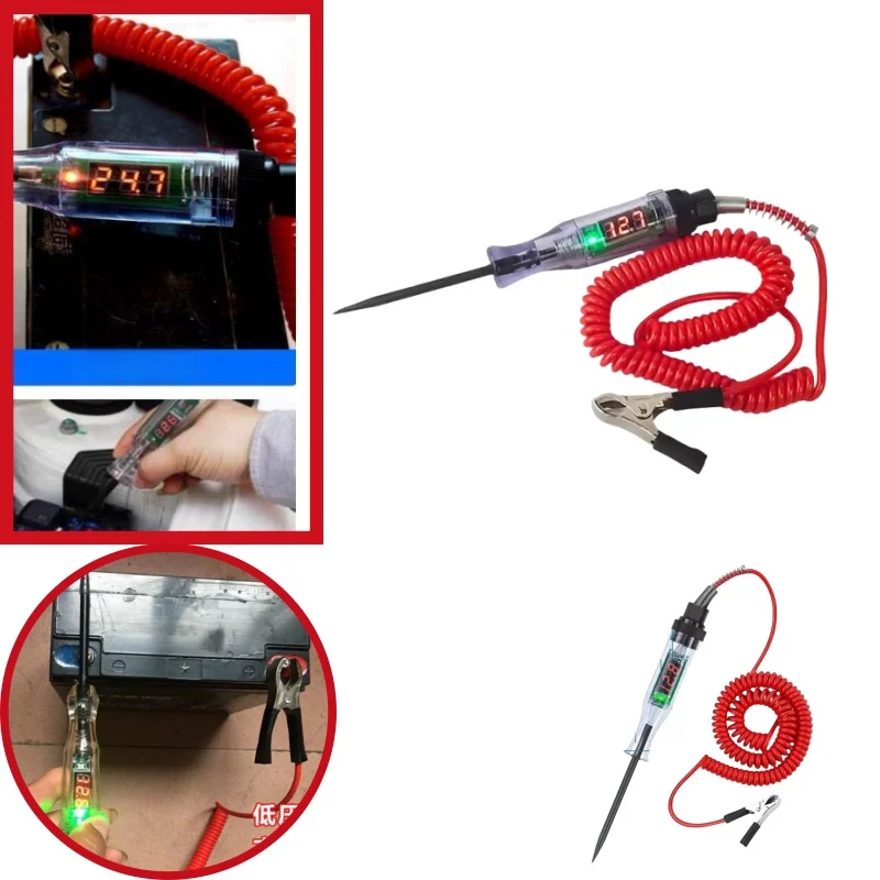 Digital Circuit Voltage Tester for Cars and Trucks 6V 12V 24V with LED Display Auto Diagnostic Probe and Measuring  Repair Tool