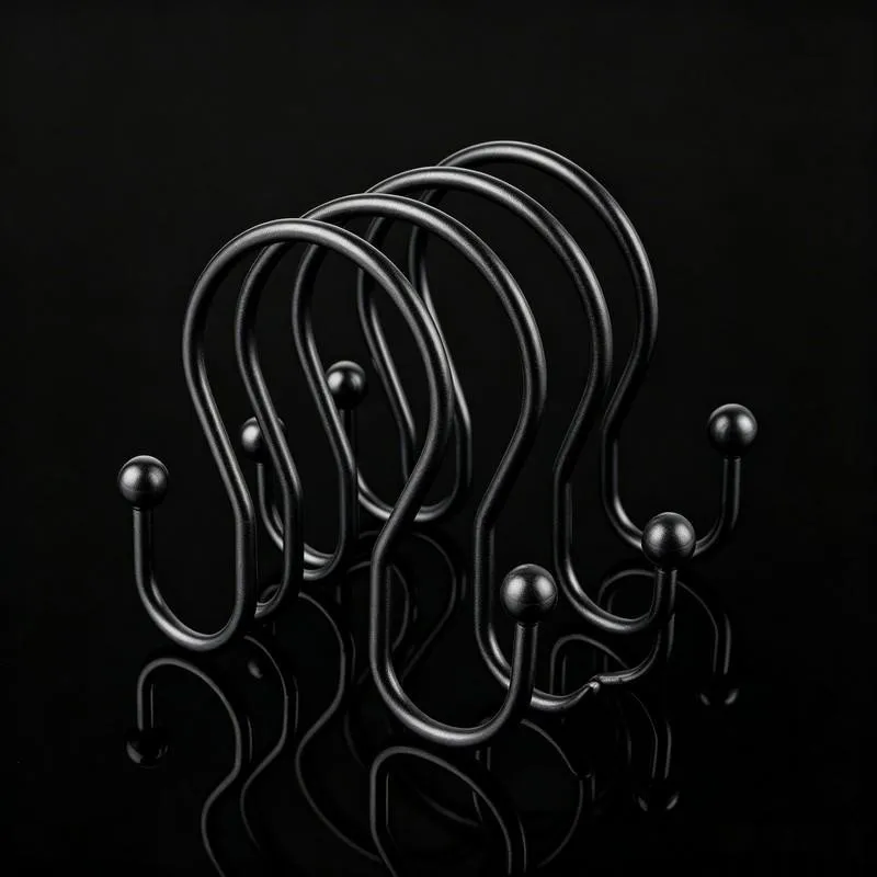 22 pcs Black Double Ear Shower Rings, Easy to Hang, Smooth Sliding, for Bathroom and Hotel Shower Rods