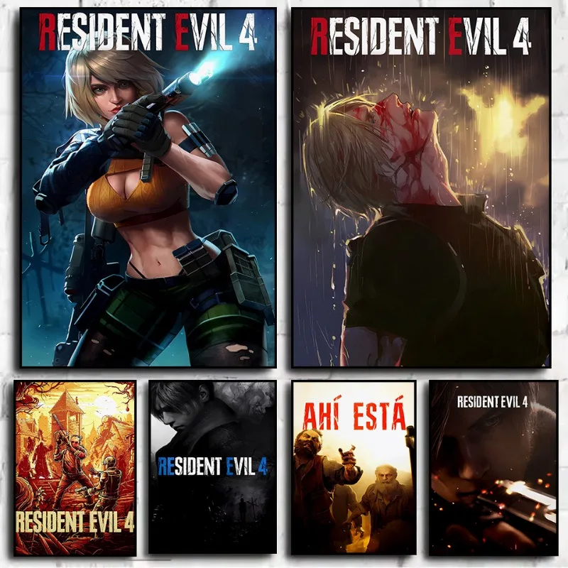 Game Resident Evil 4 Series Poster Print Canvas Art Pictures Home for Living Room and Bedroom Wall Decor Frameless Painting