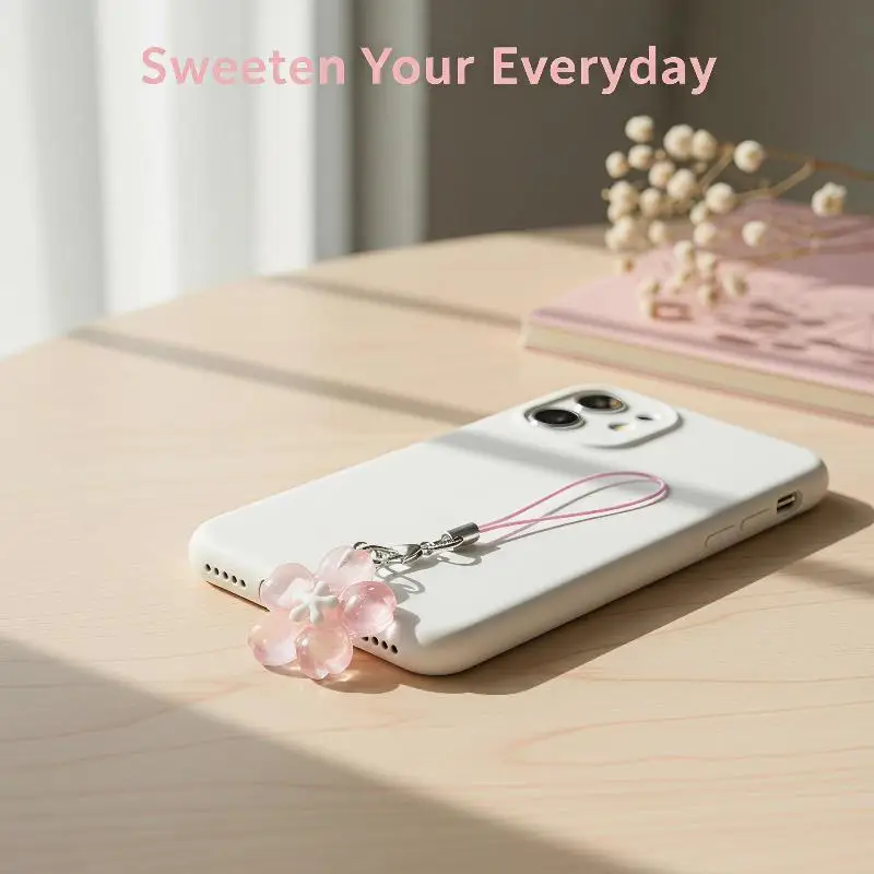 Resin Flower Keychain Smooth Surface Transparent Pendant for Purse Phone Outdoor Travel Bag Decor Accessory