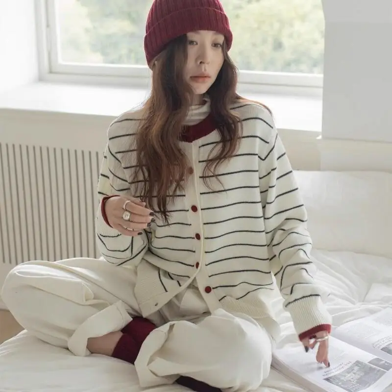 

Новый женский кардиган из шерсти с цветными вставками и полосками, свободный, мягкий и удобный, для весны и осени