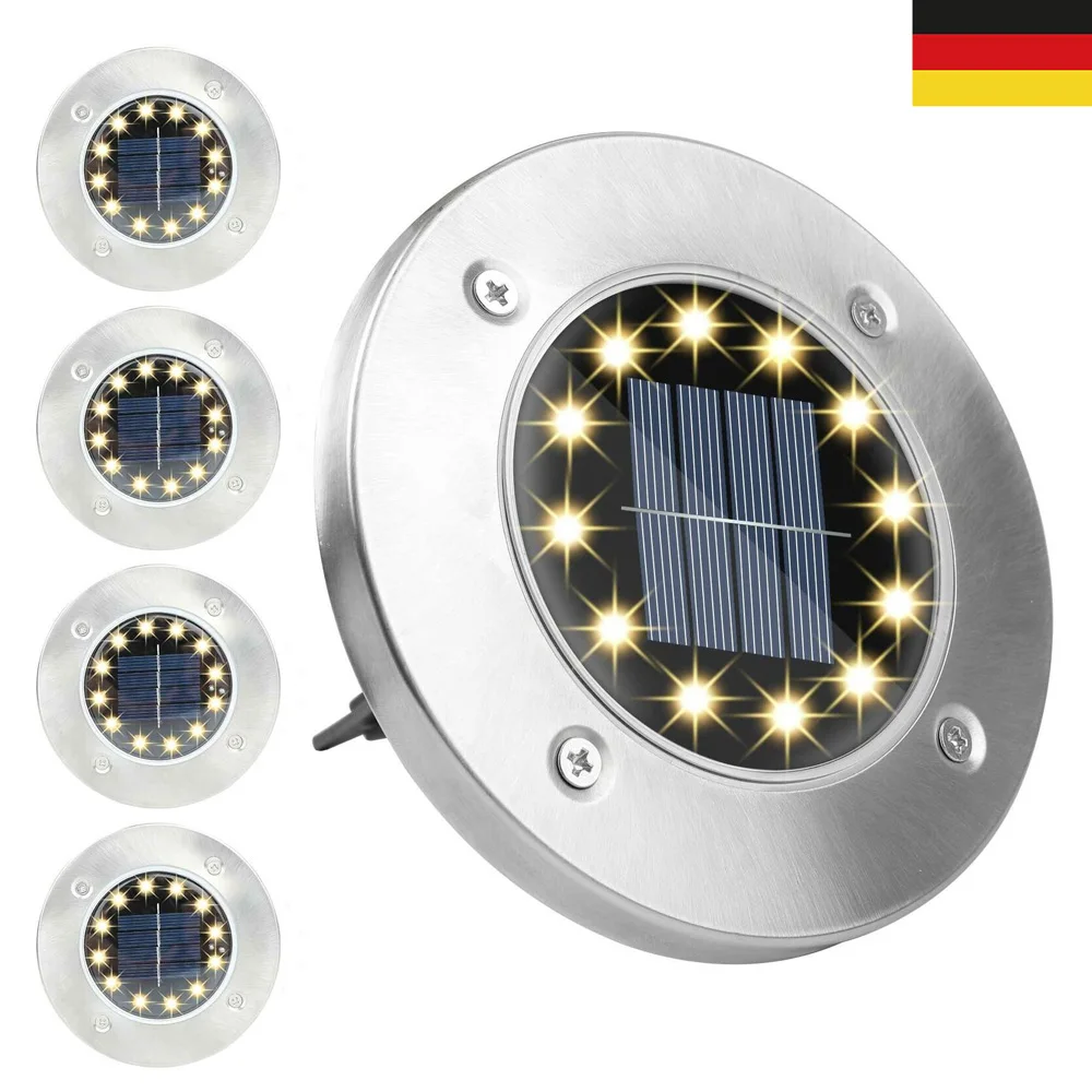 LED Solarlampe Bodenstrahler 8LEDs Außenleuchte Bodeneinbaustrahler Bodenleuchte