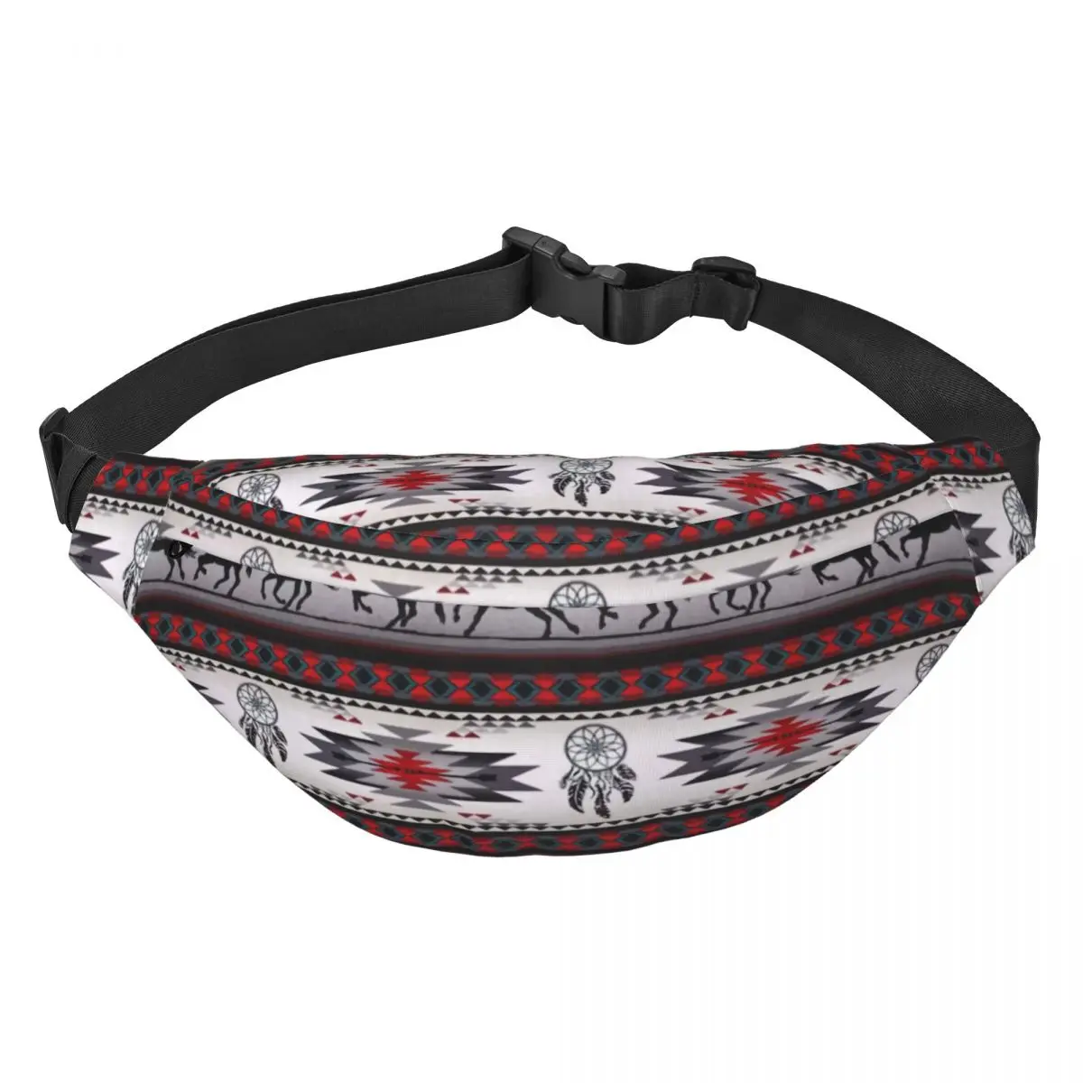 Custom Navajo Aztec Tribal Horse Pattern Fanny Bag Sling Crossbody Waist Pack Women Men Cycling Camping Phone Money Pouch