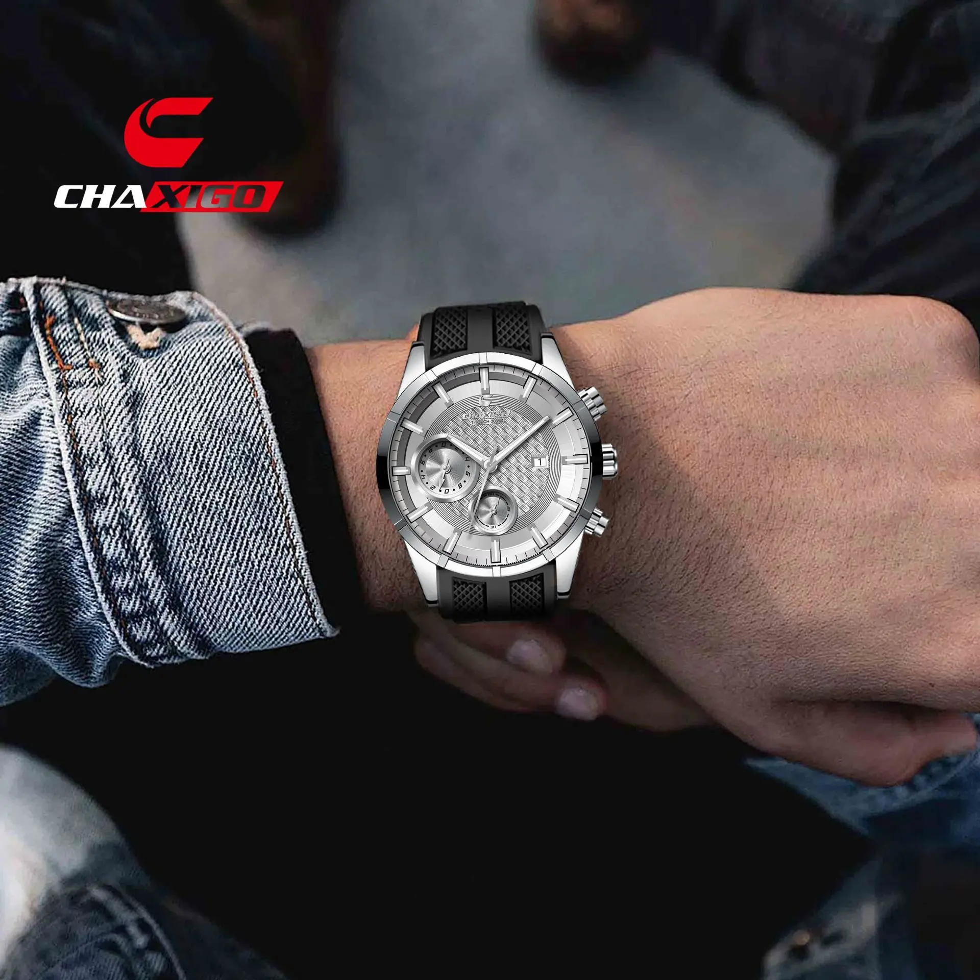 

Chaxigo Trendy Fashion New Waterproof Belt Calendar Alloy Steel Belt Luminous Business Quartz W atch