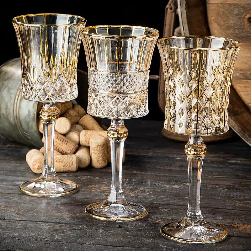 European style gold painted crystal red wine glass goblet household high-end rotary tumbler wine set