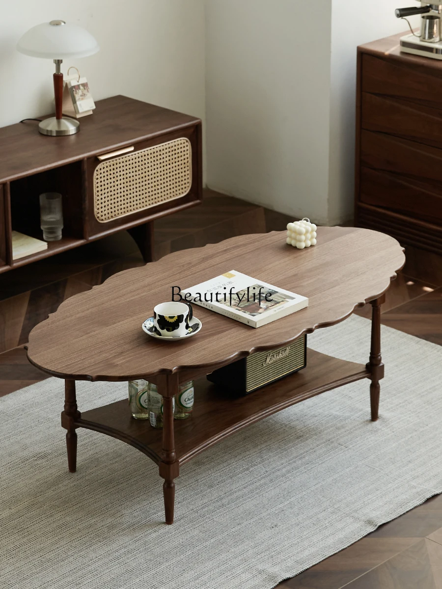 

Nordic black walnut coffee table Japanese-style low table simple modern tatami solid wood table