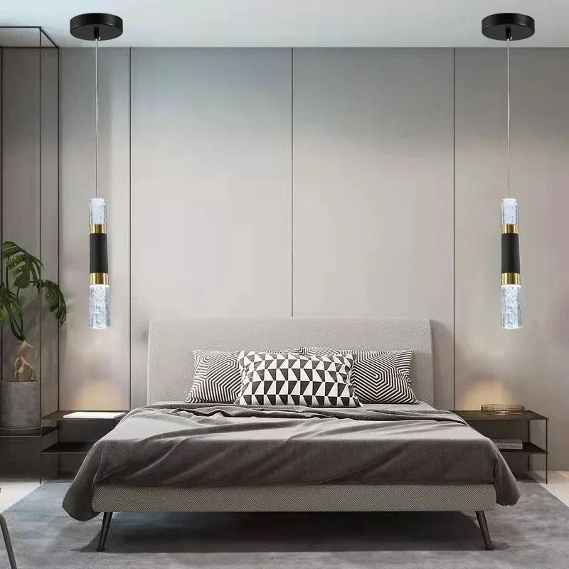Lamp Black Modern Pendant Lights, Integrated LED Bubble Acrylic Pendant Lamp, Illuminated Ceiling Pendant Lights Over The Kitc
