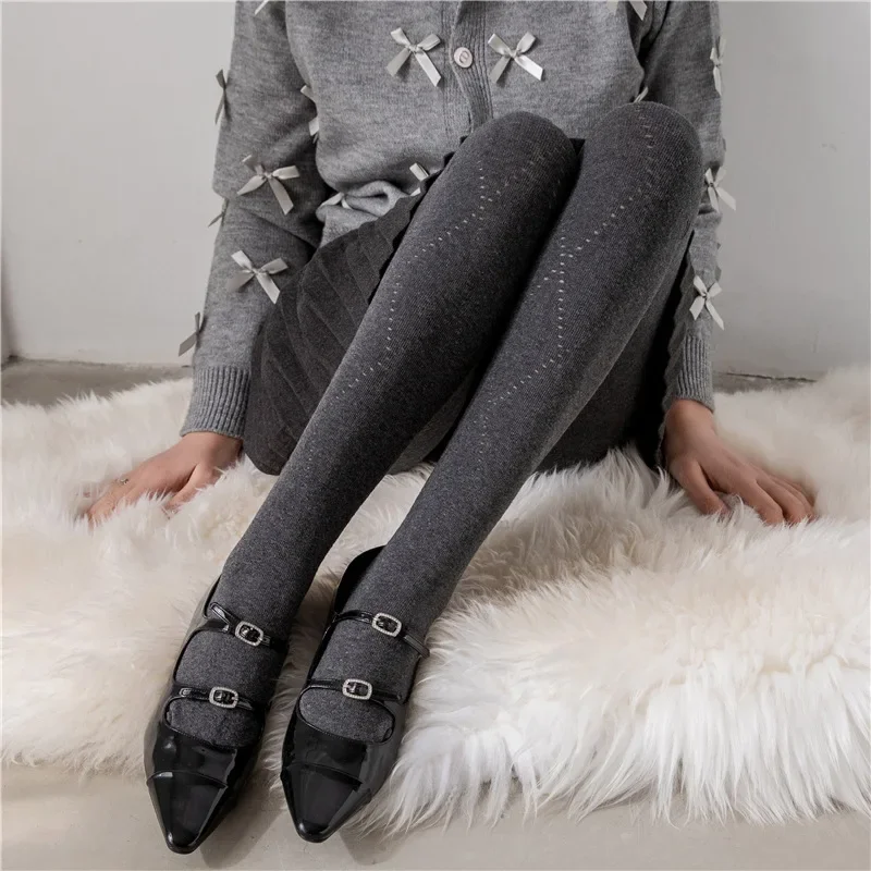 Leggings skinny évidés pour femmes, collants taille haute, bas féminins super élastiques, tricots chauds, mode sexy, monochromatique, printemps