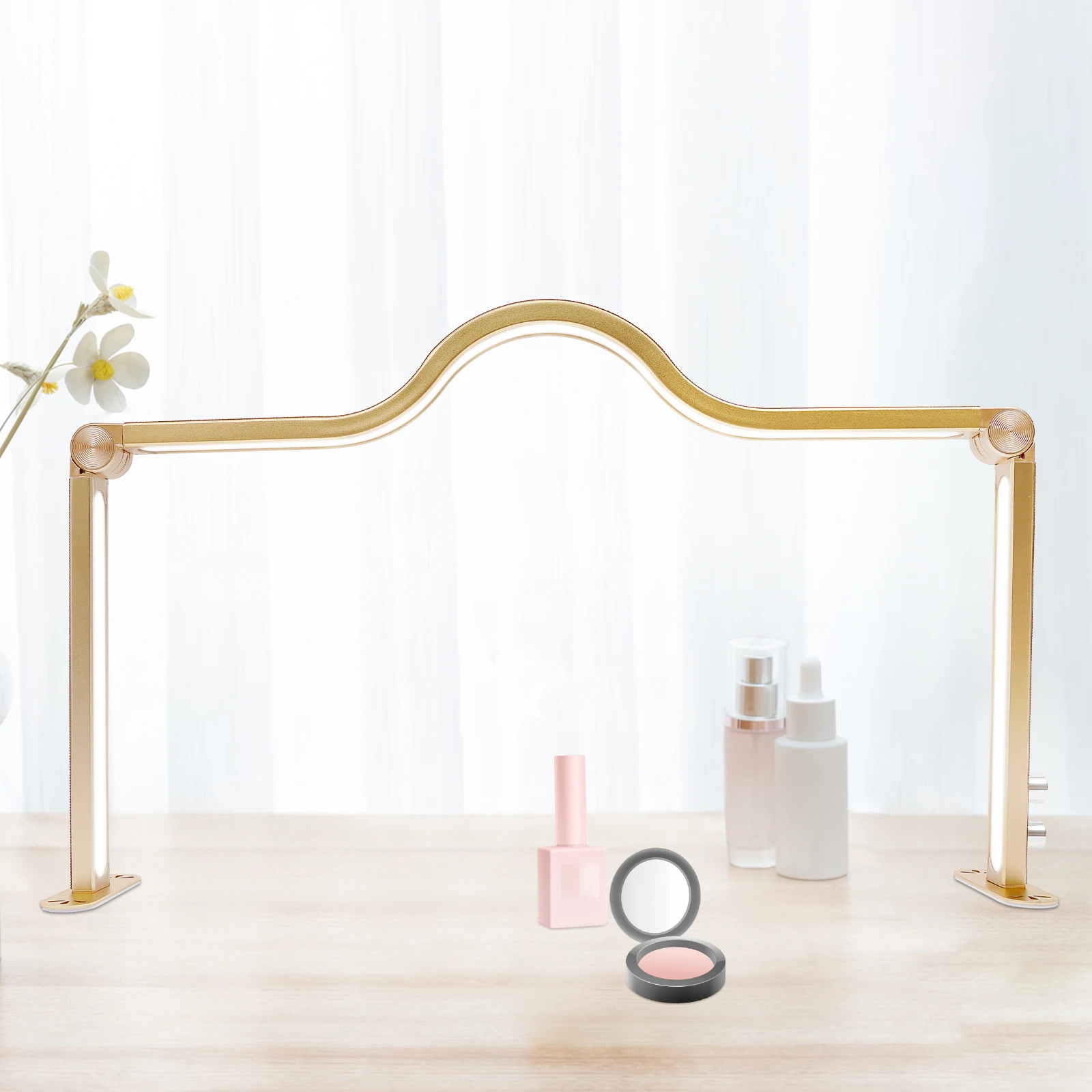 48W Halbmond LED Nagel Tischlampe U-förmige faltbare Schreibtischleuchte Maniküre Licht Wimpern Licht Bogen Schönheitssalon Make-up Füllbeleuchtung