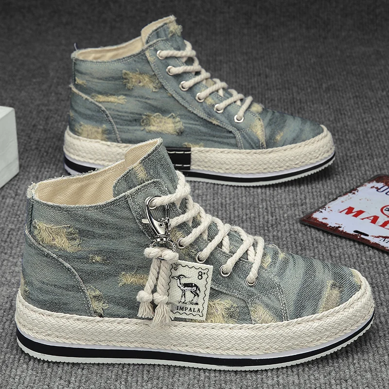 Herren Leichte High-Top Canvas Sneakers Outdoor Freizeit Sportschuhe für Männer