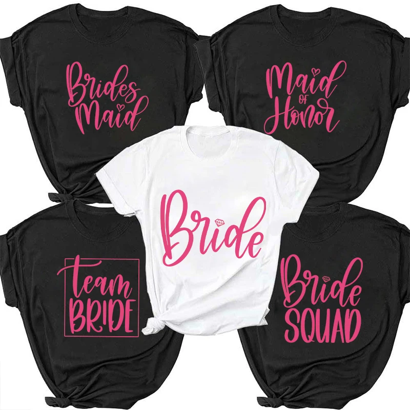 Team Bride T-shirt for Women, Bachelorette Hen Party Tops, Bridal Shower Hen Party T-shirt, Maid of Honor Bridesmaid Squad Shirt