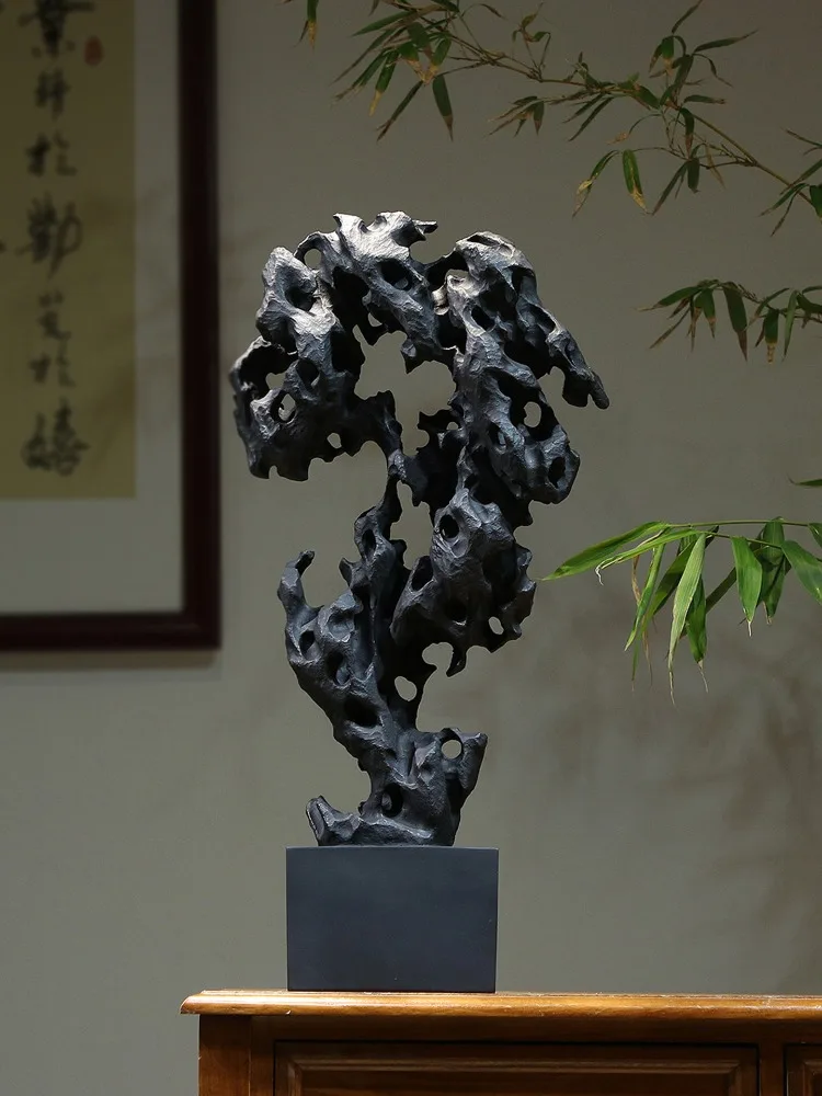 Zen The Taihu Lake Stone Resin Sculpture Ornaments Living Room Porch TV Cabinet Hotel Office Club Desktop Artwork Ornaments