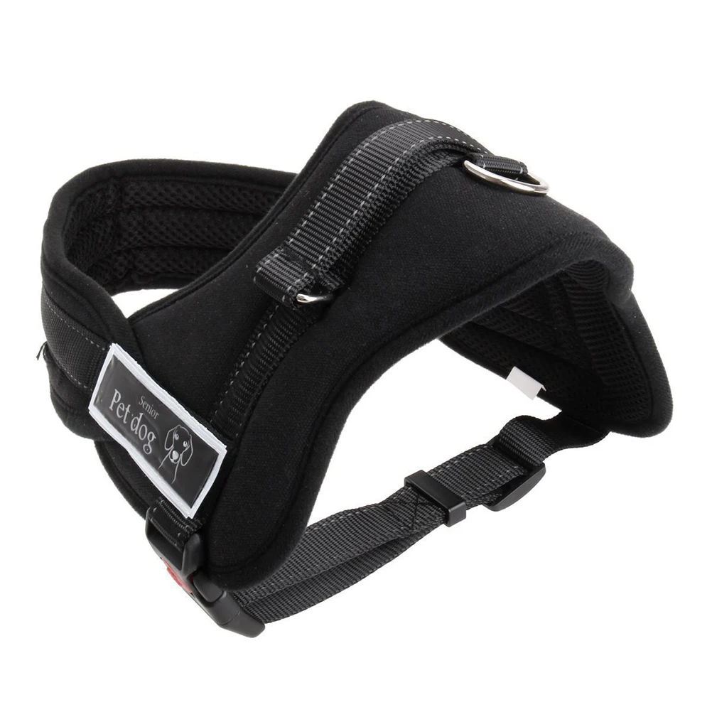 

Extra Wide Dog Harness Vest Breathable Mesh Comfortable Pet Vest Harness With Handle For Car Travel Walking Black L Size
