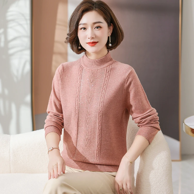 

High quality Women's Half Turtleneck Sweater Basic Warm Clothes Knitted Cotton Pullover Female Jumper New Autumn Winter 2023