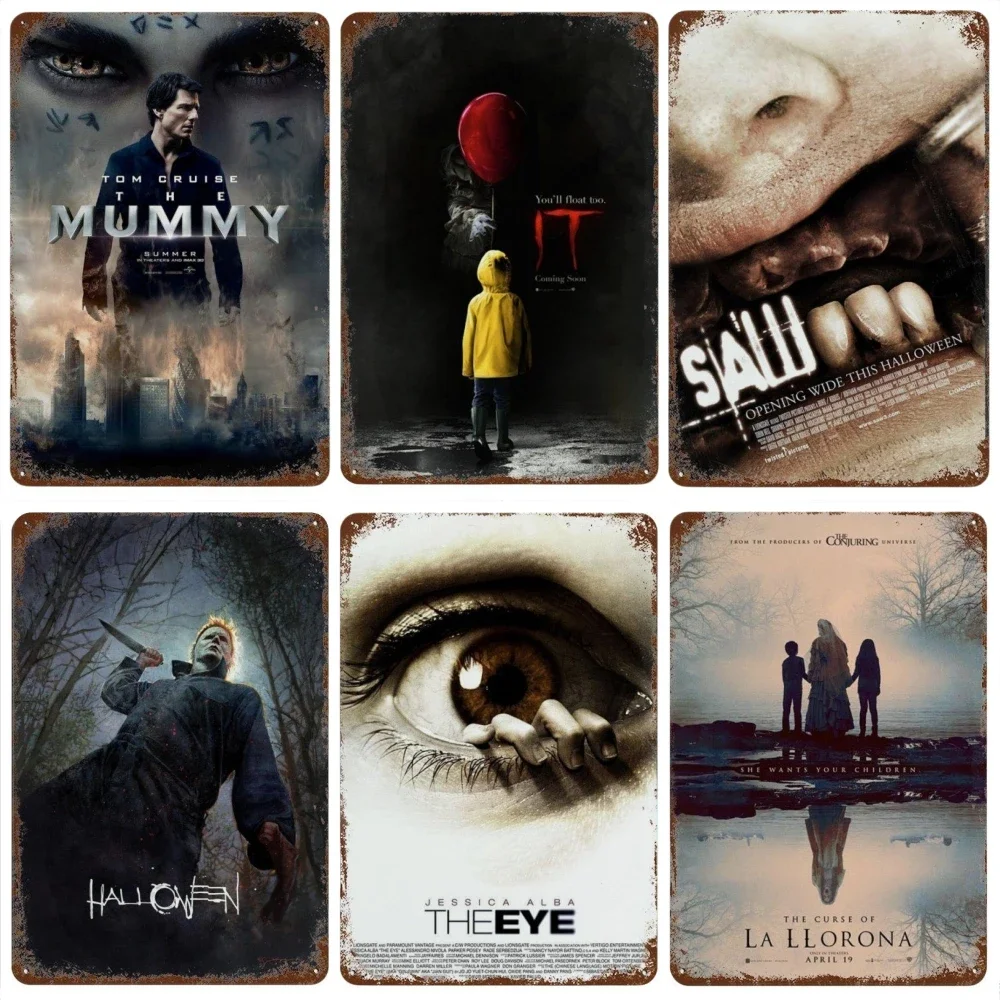 Klasyczny Horror plakat zardzewiały metalowy aluminiowy plakat Retro ozdobny talerz garaż klub Bar Man jaskinia metalowy znak dekoracja ścienna