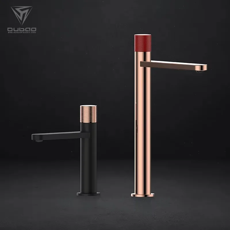 Luxury Gold Brass Modern Bathroom sink Faucet One Hole Hot cold water mixer Tap Single Handle Lavatory Basin Vanity Sink Faucet