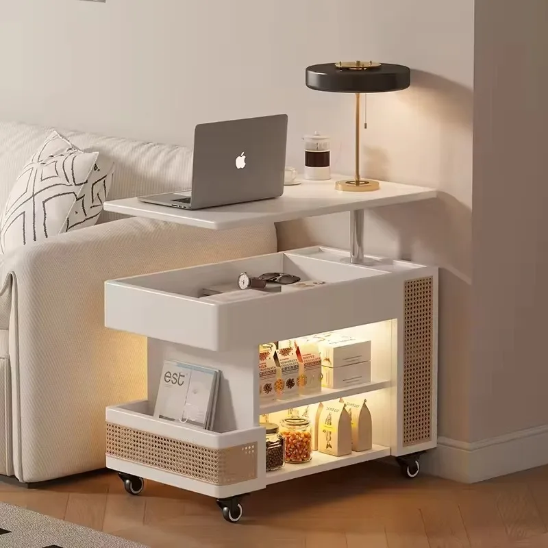 طاولة بجانب السرير لرفع الخشب الصلب، غرفة نوم صغيرة الحجم، غرفة المعيشة، أريكة منزلية، خزانة جانبية، عربة متحركة، طاولة بجانب السرير #1