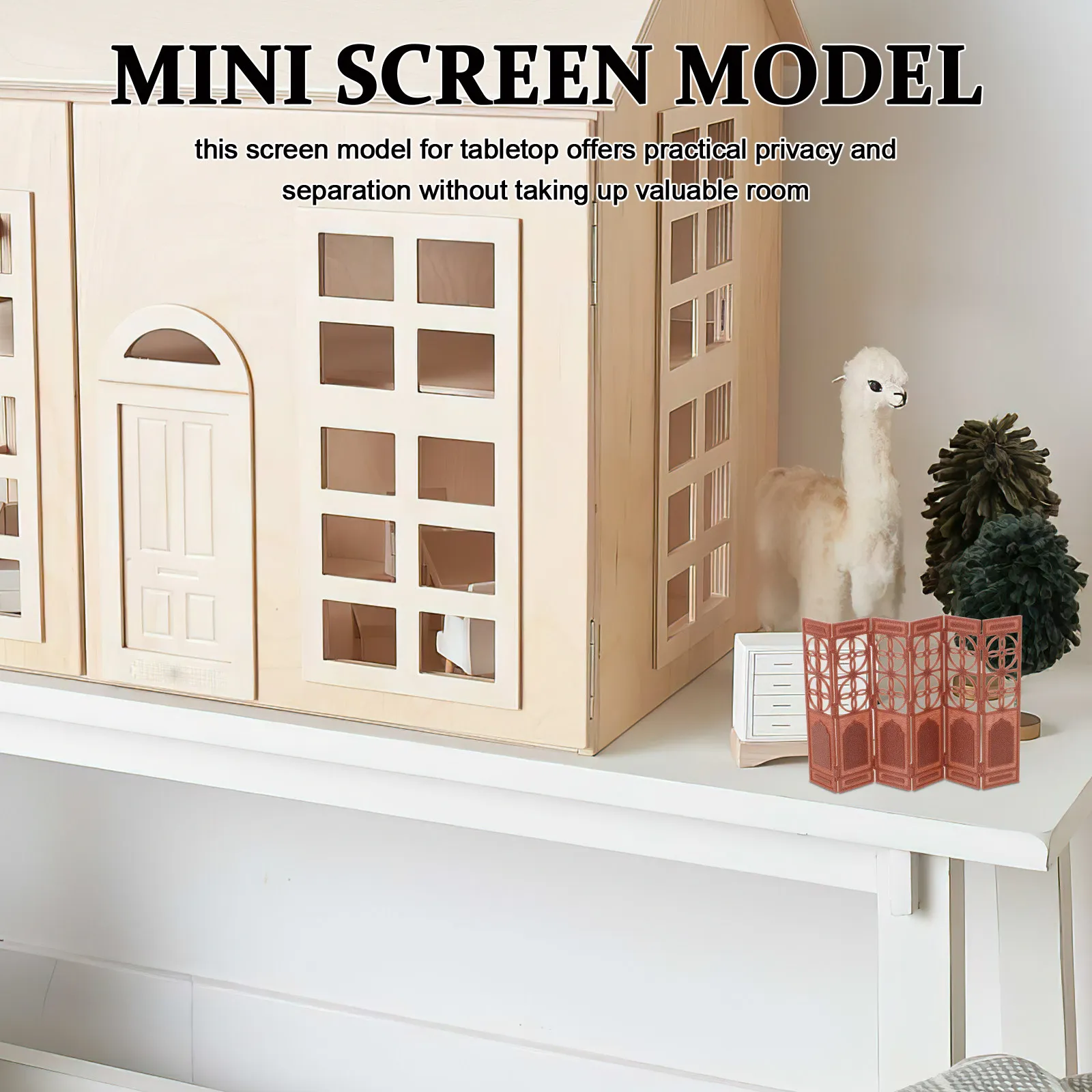 Decorative Mini Folding Screen Chinese Traditional Style Desktop Panel for Desk Privacy Countertop Divider Miniature House