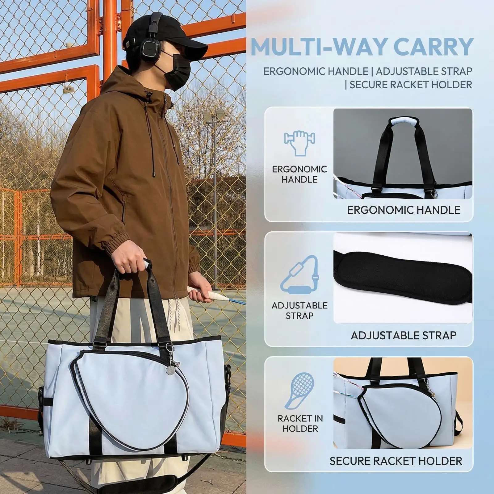 

Badminton Racket Shoulder Bag Badminton Racquet Crossbody Bag for Men Women Handbag