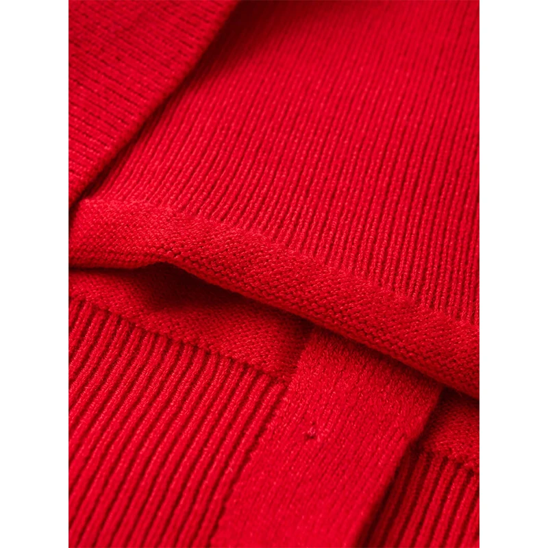 YENKYE Cárdigan de punto con cuello Peter Pan para mujer, abrigo suéter rojo de Navidad de manga larga con un solo pecho