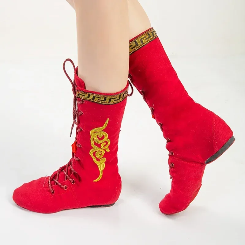 أحذية الرقص للنساء والفتيات ، أحذية الراقصة المنغولية ، أسفل لينة ، أداء المسرح التبت