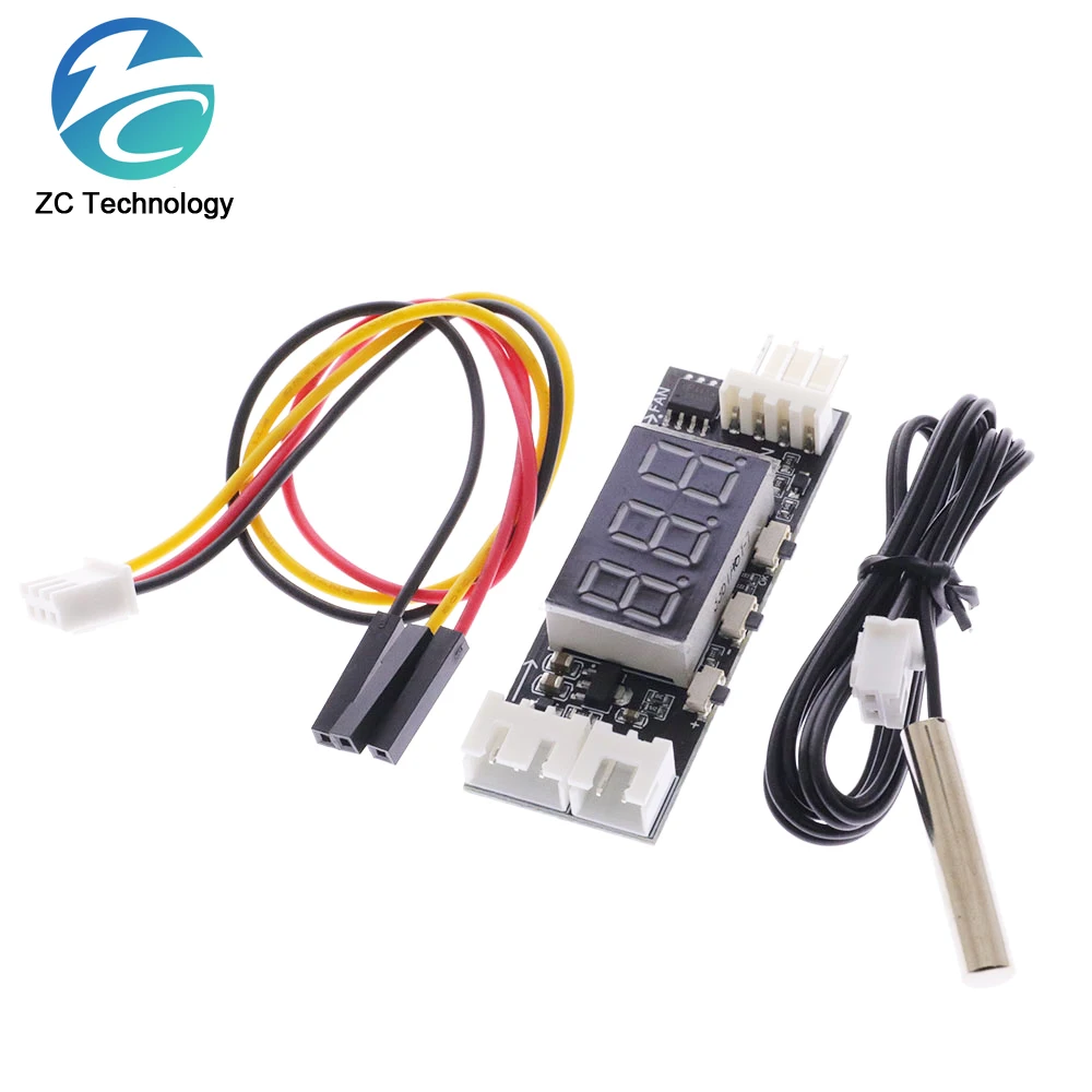 DC 12V 4 Wire PWM Fan Temperature Control Governor Temperature Speed Digital Display Support 3A Fan On/Off Control