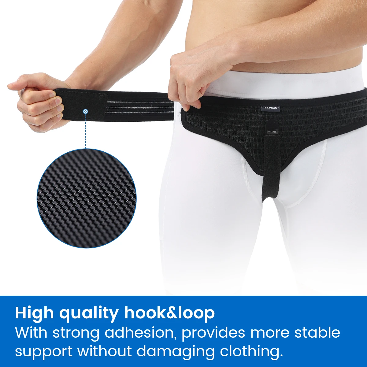 VELPEAU Hernia Belt Truss for Single Inguinal and Pain Relief Sport Hernia Support Adjustable Recovery Strap for Men and Women