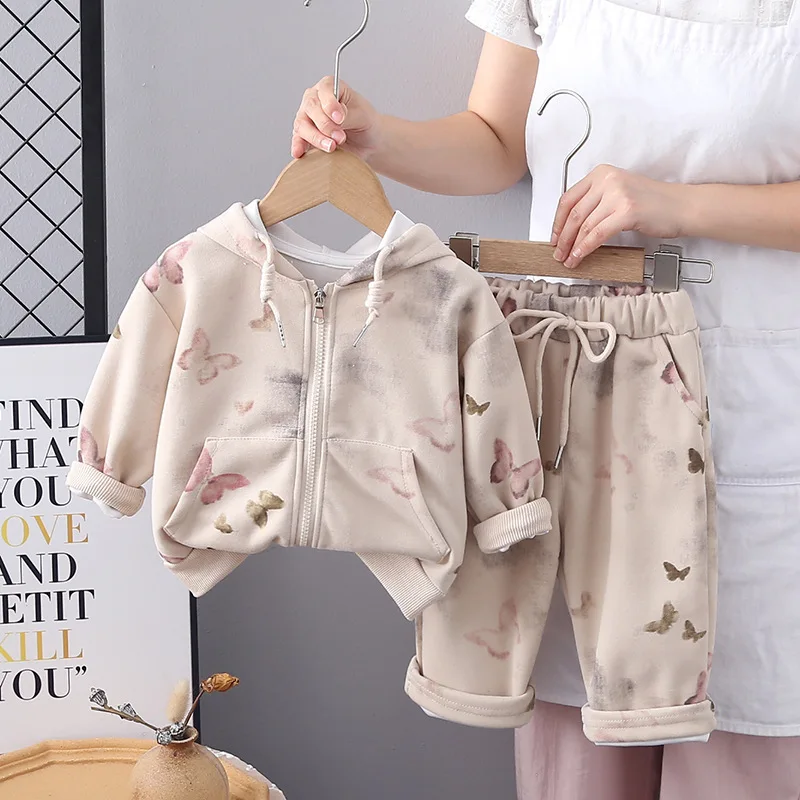 Mädchen-Kleidungssets, 2026, Frühling und Herbst, langärmelig, Jacken + Hosen, Trainingsanzüge für Kinder, Kinder, Sportanzüge, Kleinkind-Outfits-Sets