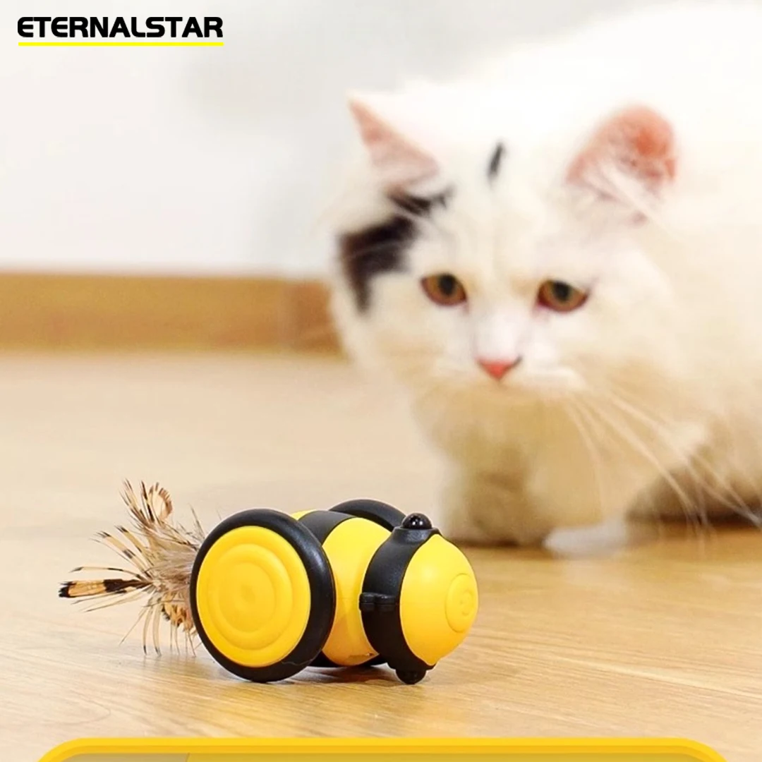 Cat toy car Tease cat Self-hearing boredom toy Bee sports car Pet toys Clockwork simulation plush mouse Cat toys