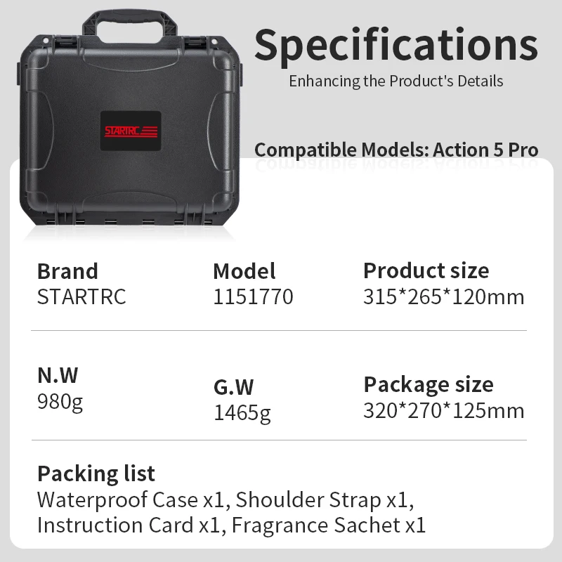 STARTRC PHOTO Doppelschichtige wasserdichte Hartschalen-Tragetasche für DJI Osmo Action 6/5 Pro/4/3 Zubehör Reise-Tragetasche Schutzhülle – Detail 13