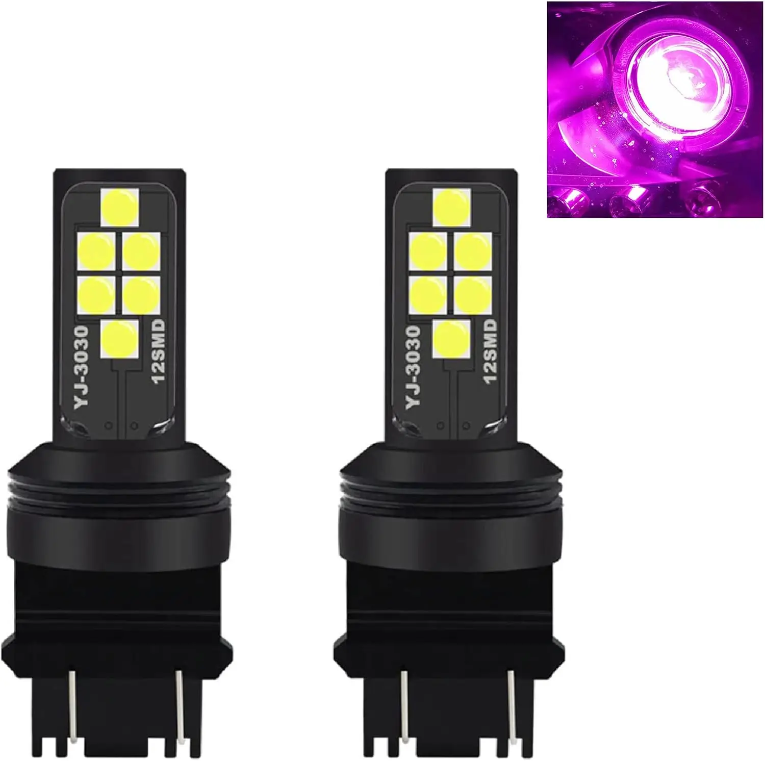 

3156 3157 Pink Purple LED Turn Signal Bulb Advanced 3030 SMD Bright Colorful DRL Brake Lamp Parking Tail Light, Pack of 2