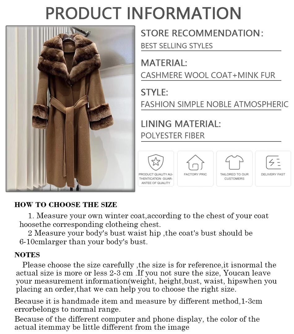 Kurtka z mieszanki wełny z pasującym paskiem, damski płaszcz wełniany, luksusowy damski płaszcz z kaszmirem w nowym stylu.