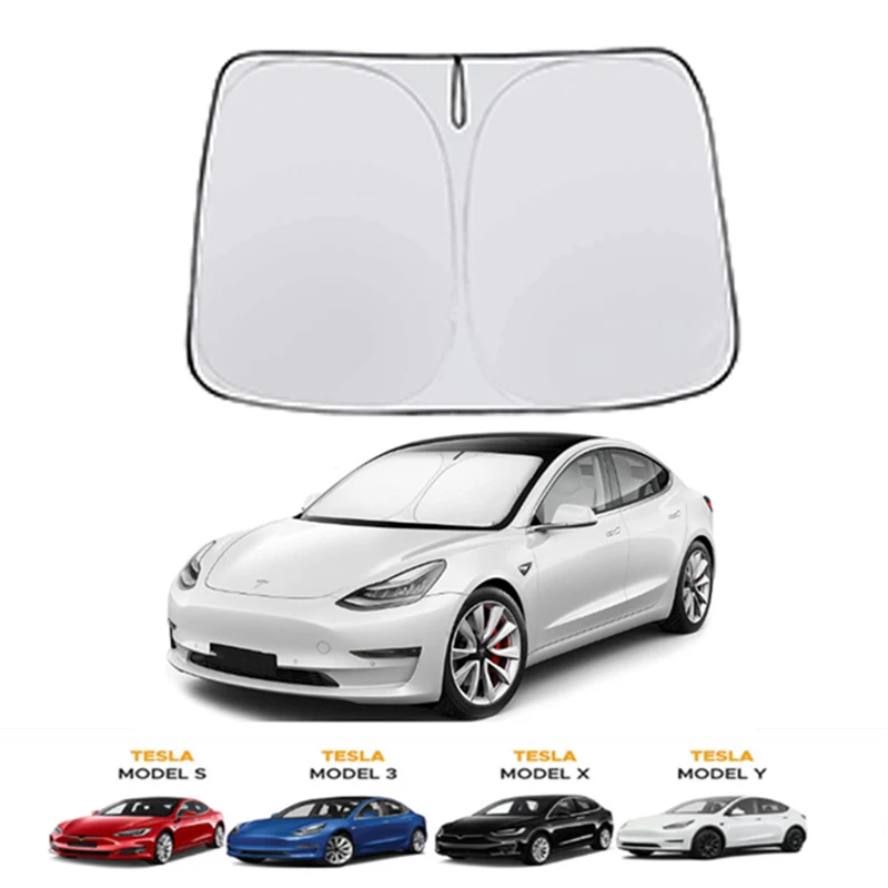 

Front Windshield SunShade For Tesla Model 3 Y S X 2022 2023 Foldable Sun Visor Protector Window Sunscreen Sun Shade Cover