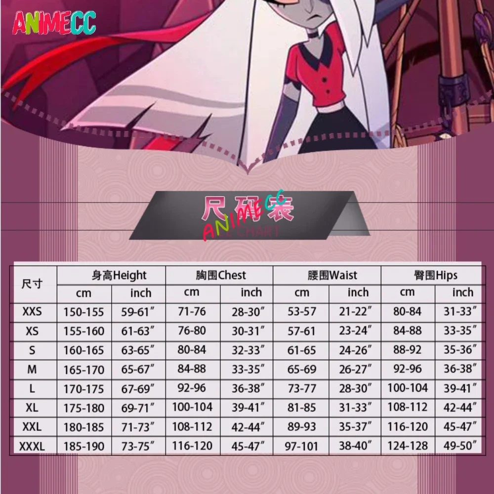 ANIMECC w magazynie S-3XL Vaggie Hazbin przebranie na karnawał peruka Hairwear Anime Hotel jednolite impreza z okazji Halloween stroje dla kobiet