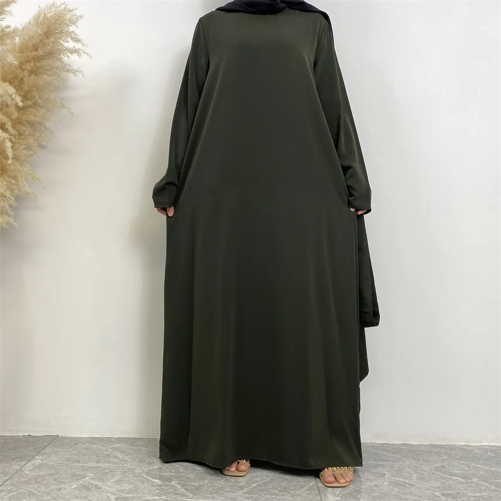 عباية إسلامية موضة جديدة فستان ساخن تركيا العربية دبي رداء بلون سادة مع جيوب فستان نسائي طويل 75