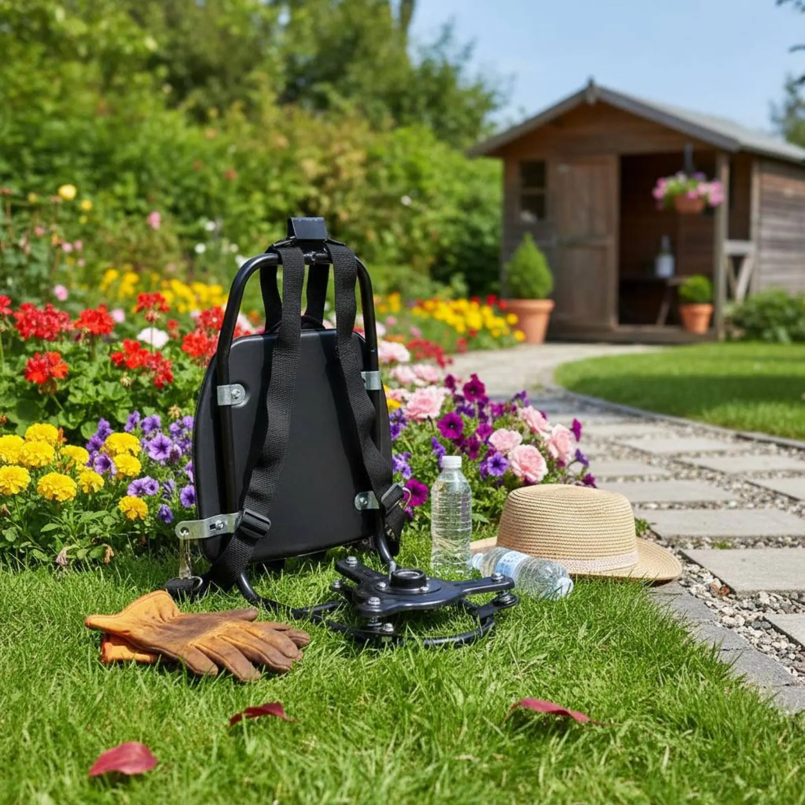Brush Cutter Backpack Frame Sturdy Duty Lawnmower Backpack Harness Grass Trimmer Carrier Frame Ergonomic Design for Yard Work view 4