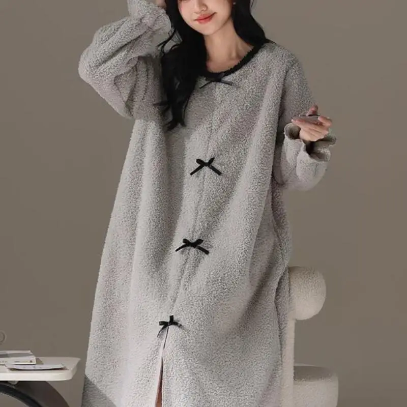 

Women's Clothing Flannel Pajamas Autumn and Winter Thicken New Korean Version Homewear Nightdress Fashion Comfortable