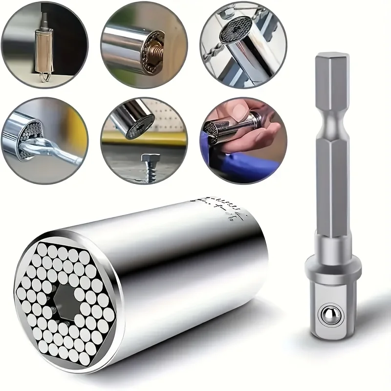 Multifunctional Silvery 7 to 19mm Magic Socket Multi Purpose Wrench Extension Rod Electric Hand Drill Screw Tool Set image 3
