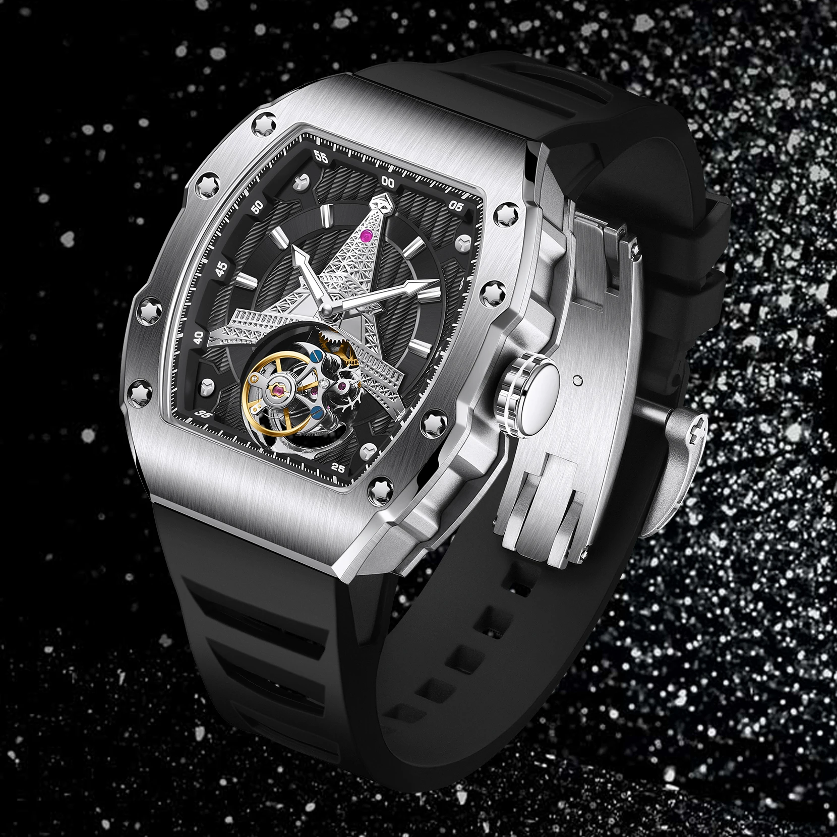 KOULUOLANG Watch 41.7mm original brand Men's tourbillon Mechanical frame Original tourbillon movement fashion men's watch