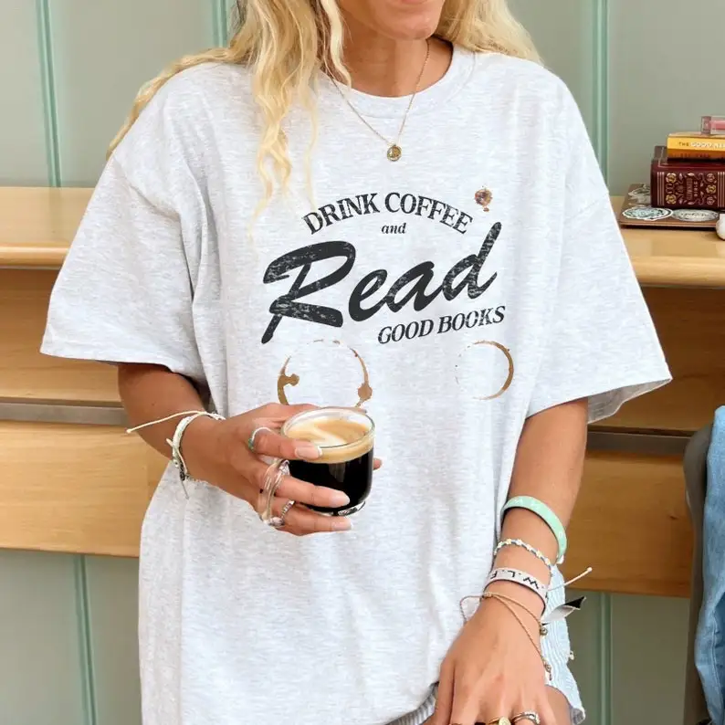 Drink Coffee Read Books Shirt | Bookish Coffee T-shirt, Coffee Lover Book Lover Sweatshirt Bookish Gift for Her Bookworm Gift