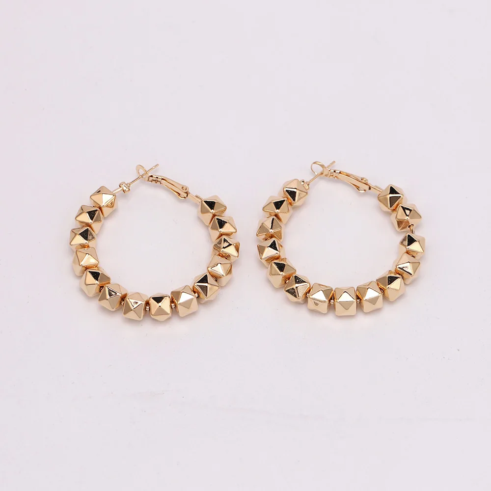 BLIJERY Bohemia Fashion Geometric Metal Beads Circle Earrings for Women Statement Hoop Earrings Female New Trendy Earrings