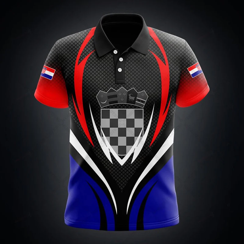 Custom Name Croatia Flag Graphic Polo Shirt Summer Casual Unisex Pullover Loose Cool Jersey Oversized Short Sleeve Tops